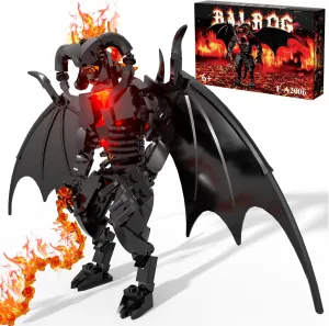 Figure Balrog Monster Building Block Set Balroged of Moria Bricks Demons Model Toys Gifts，Building Blocks Set, Bat Robot Figure with Wings and Lava Accessories