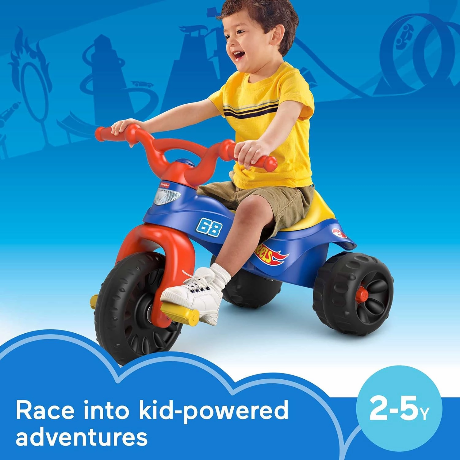 Fisher-Price Toddler Tricycle Hot Wheels Tough Trike, Toy Bike with Handlebar Grips & Storage for Outdoor Play Kids Ages 2  Years