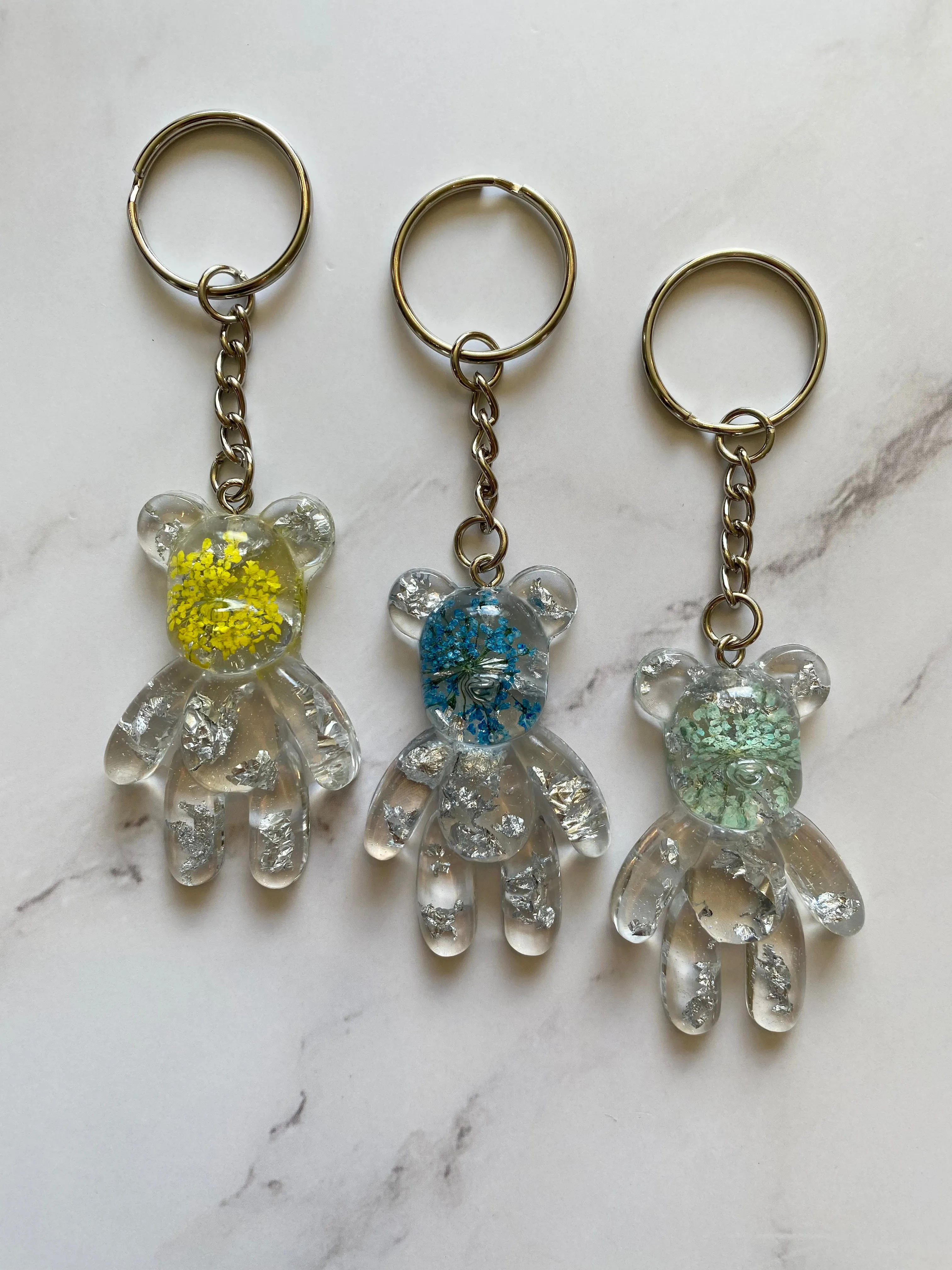 Floral Teddy Bear Keychain