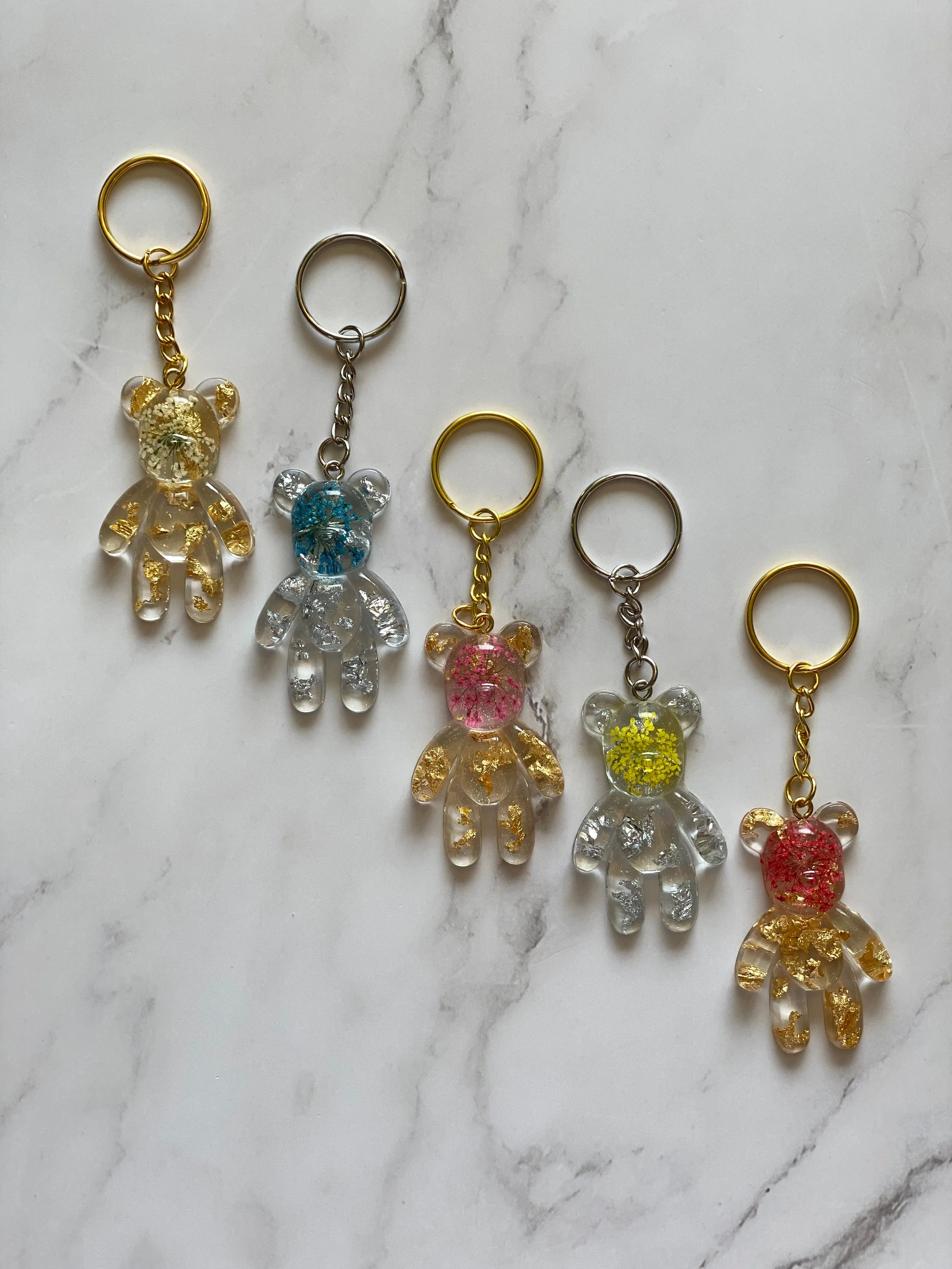 Floral Teddy Bear Keychain