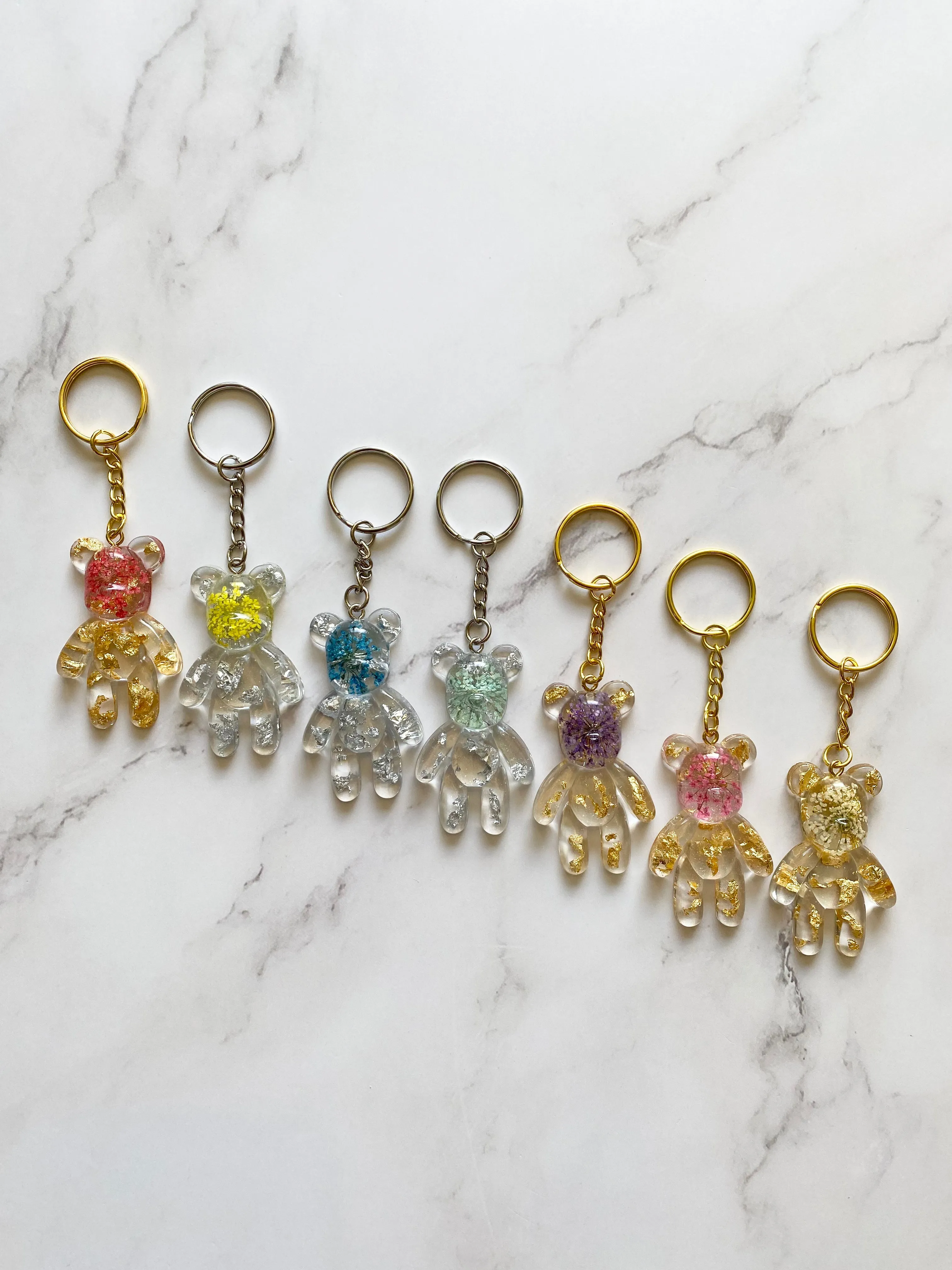 Floral Teddy Bear Keychain