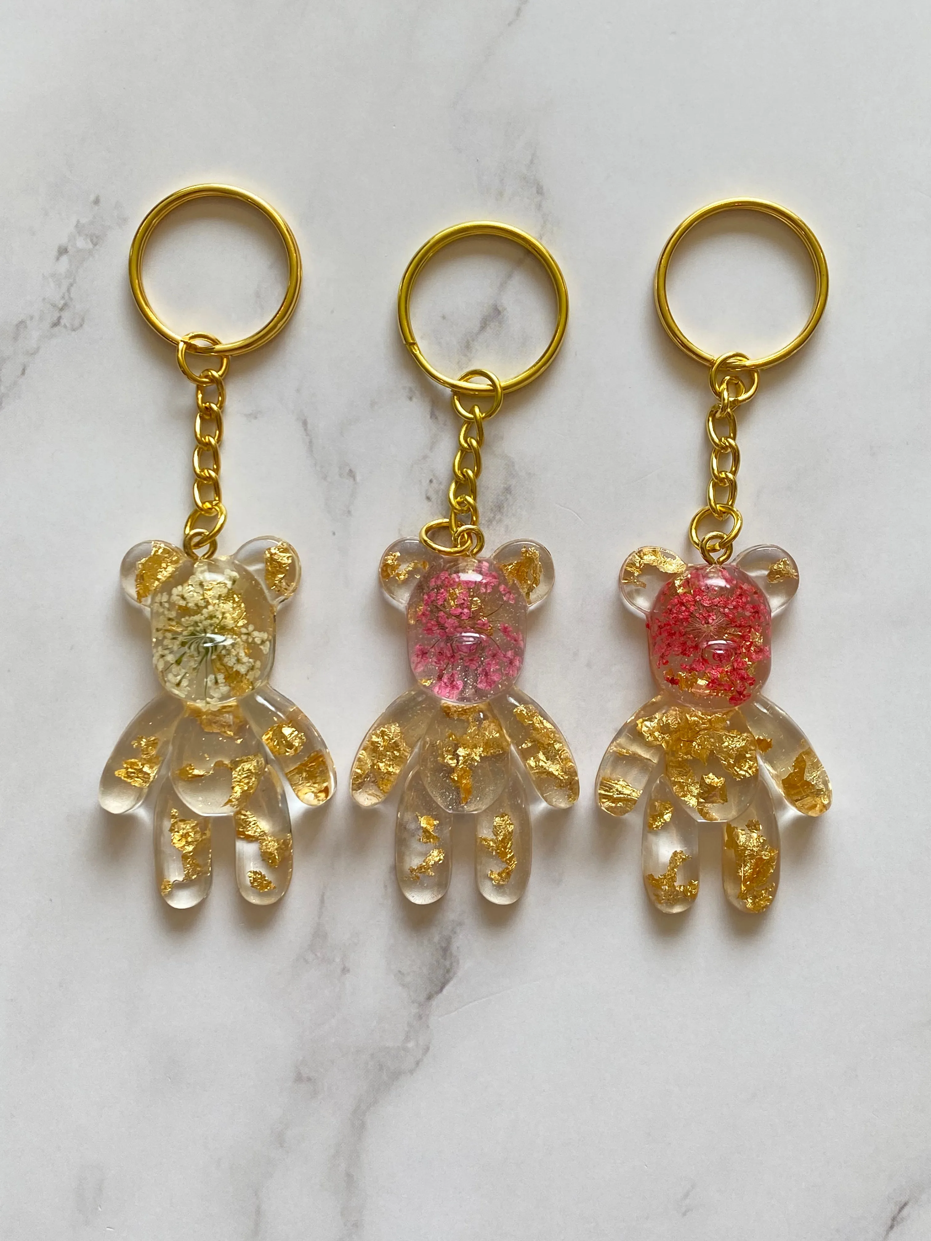 Floral Teddy Bear Keychain