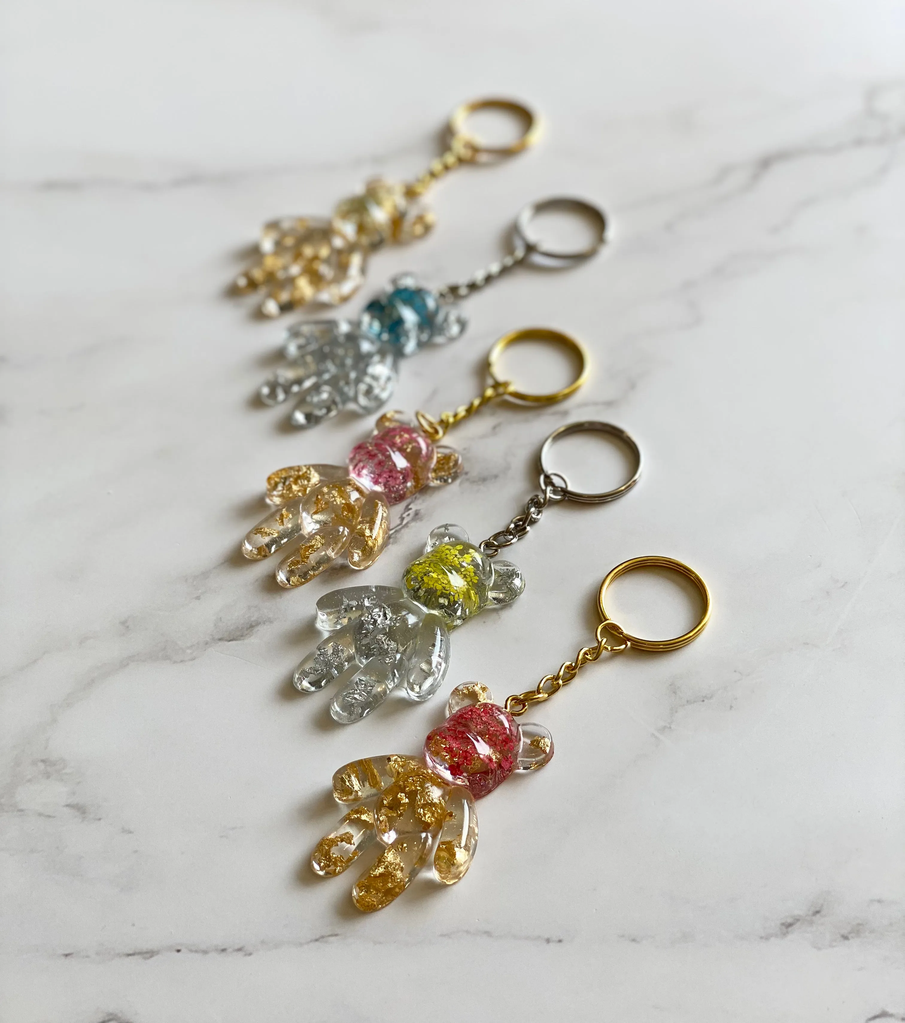 Floral Teddy Bear Keychain