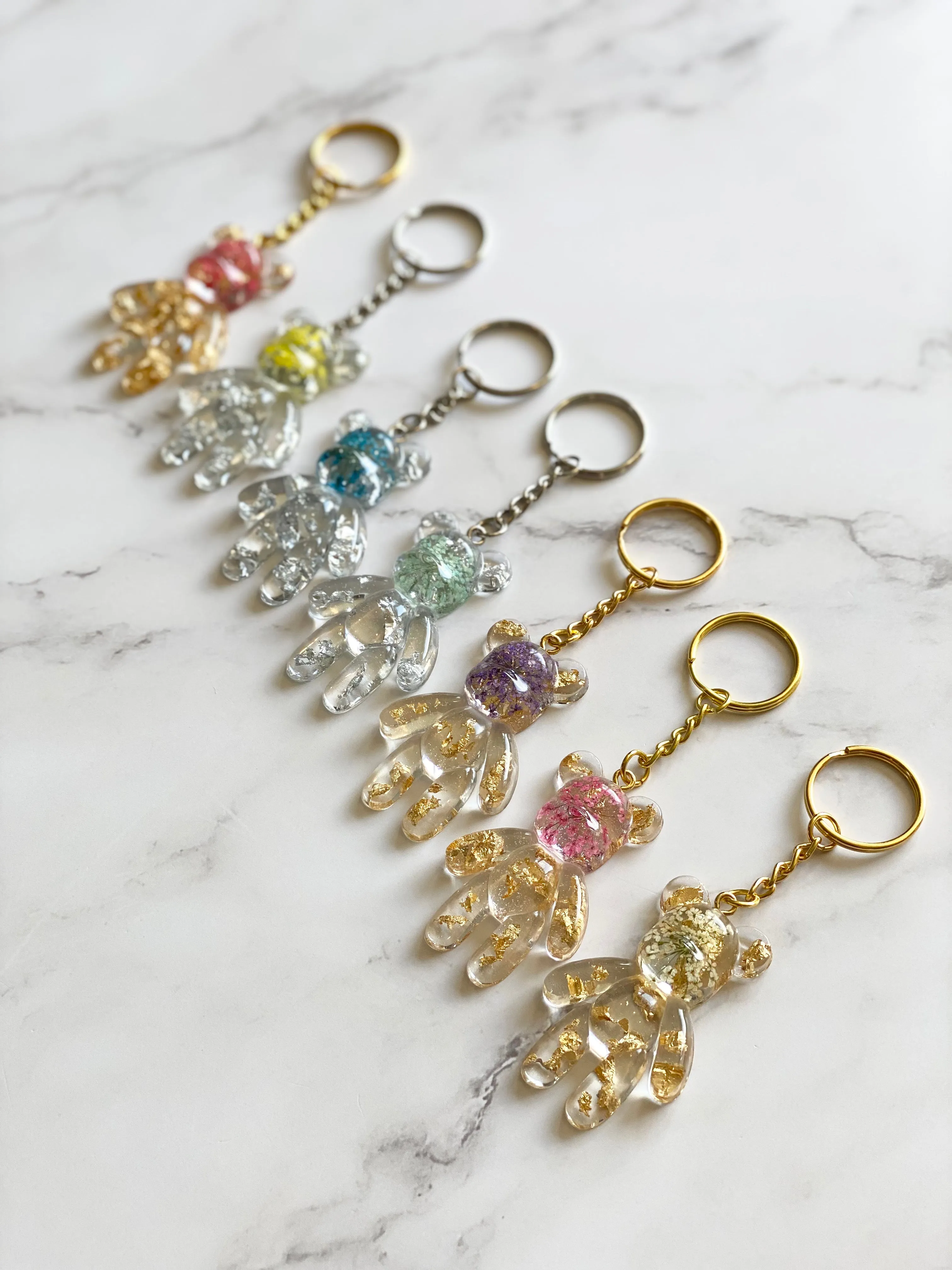 Floral Teddy Bear Keychain