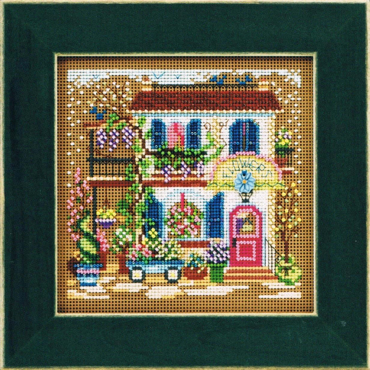 Flower Shoppe Beaded Counted Cross Stitch Kit Mill Hill 2011 Buttons Beads Spring MH141103
