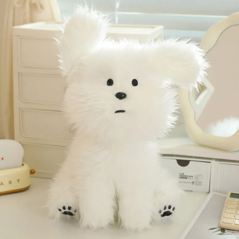 Fluffy White Dog Plush Toy
