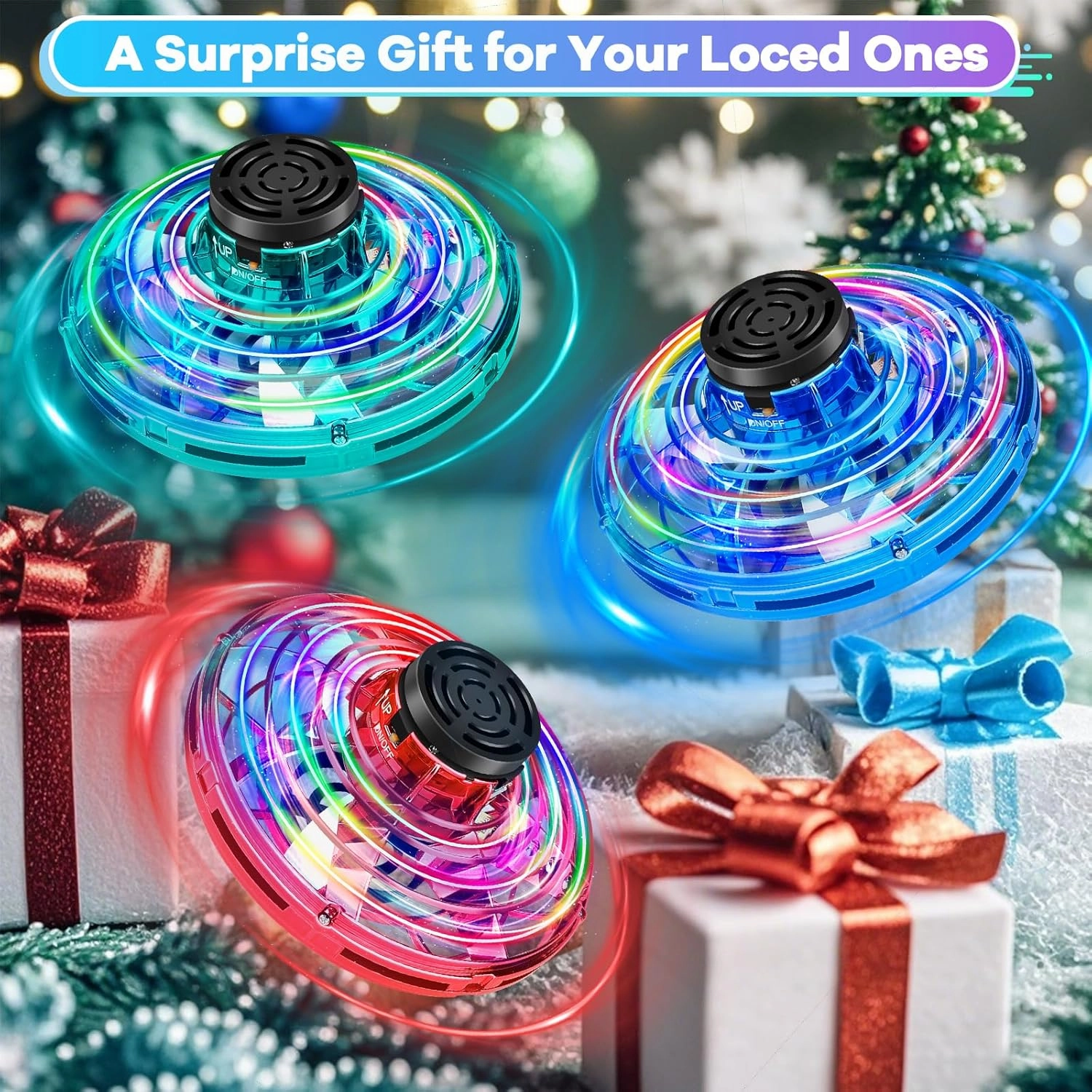 Flying Spinner Mini Drone,Hand Controlled Drone Flying Toy New Fly UFO Magic Flying Fidget Spinner with Lights,Christmas Birthday Party Gifts for Girls Boys(Green)