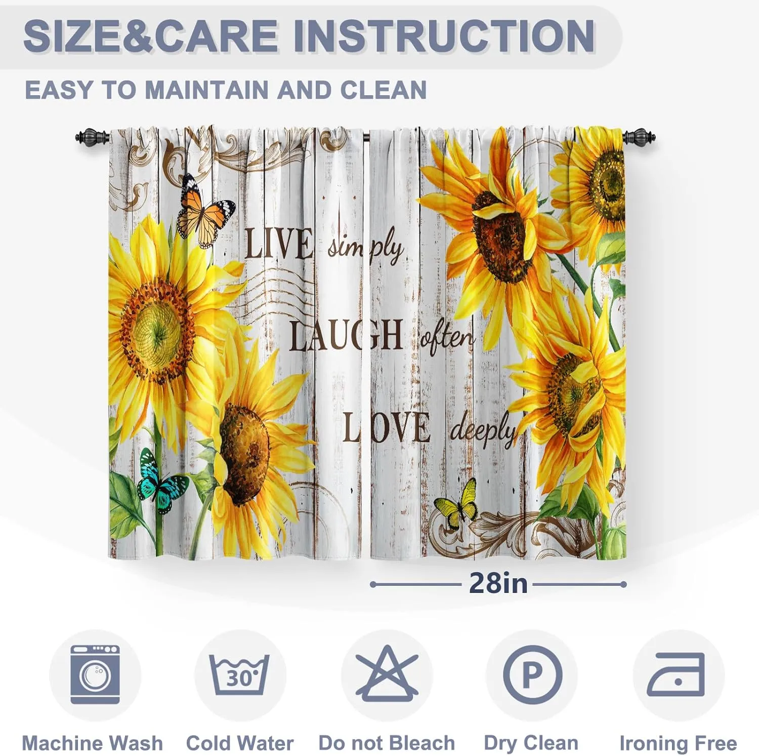Forest Animal Cabin Kitchen Curtains: Sunset Country Bear Deer Nature Printed Short Cafe Curtain for Dining Room Tier Curtains Farmhouse Decor Rod Pocket Window Drapes 30Inch Length 2 Panels Set