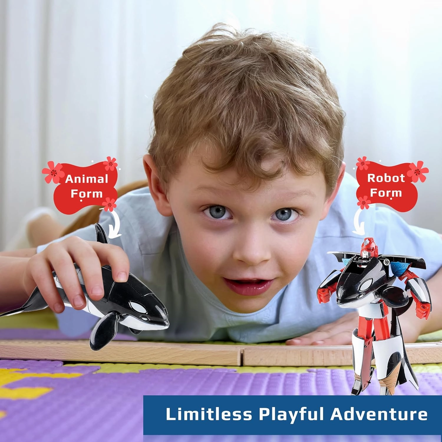 Forest & Twelfth Orca Sea Animal Toys – Transforming Action Figure – Changes from a Detailed Animal Toy to a Unique Robot Toy in Seconds – Great Gift for Both Girls and Boys (5" Orca)