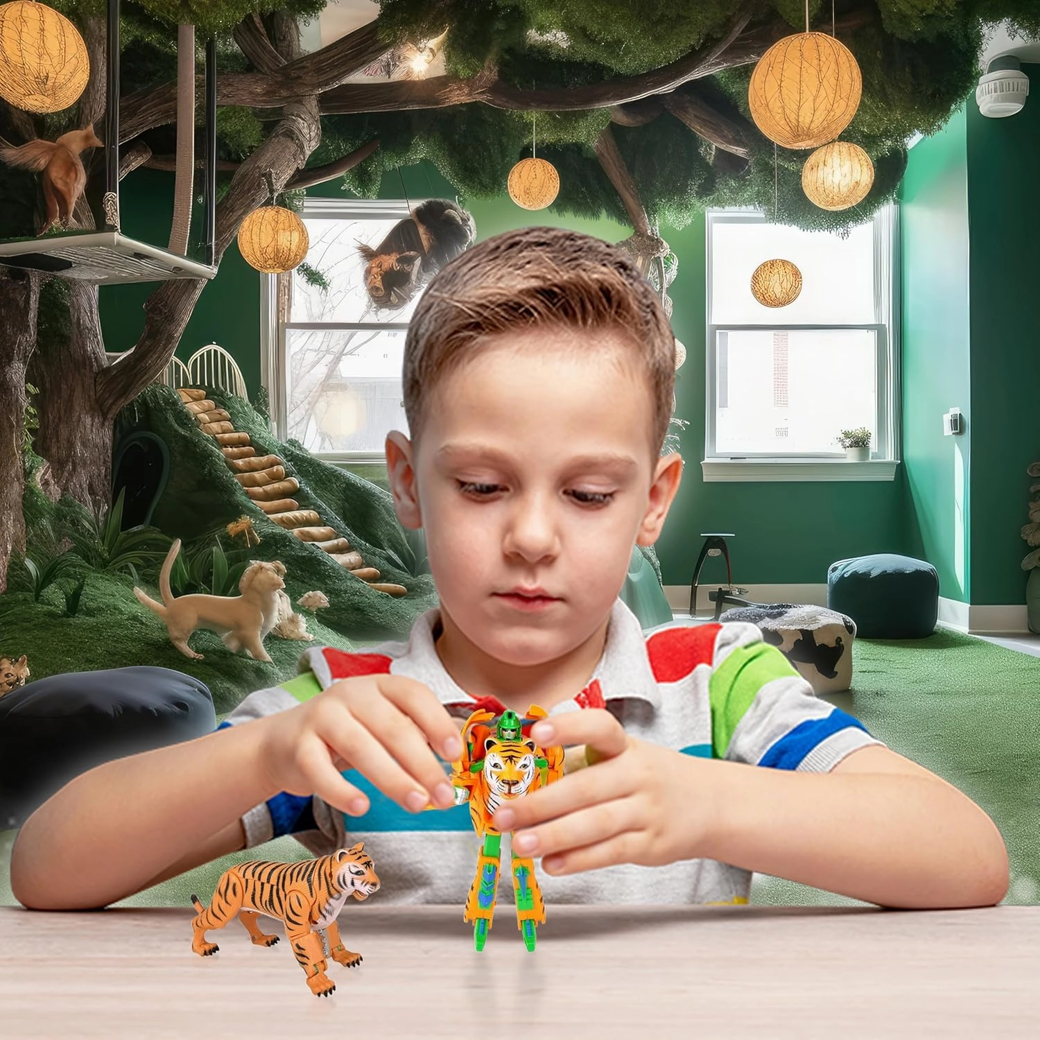 Forest & Twelfth Sea Animal Transforming Action Figure - Changes from Orca Toy to Robot in Seconds - Great Gift for Girls and Boys