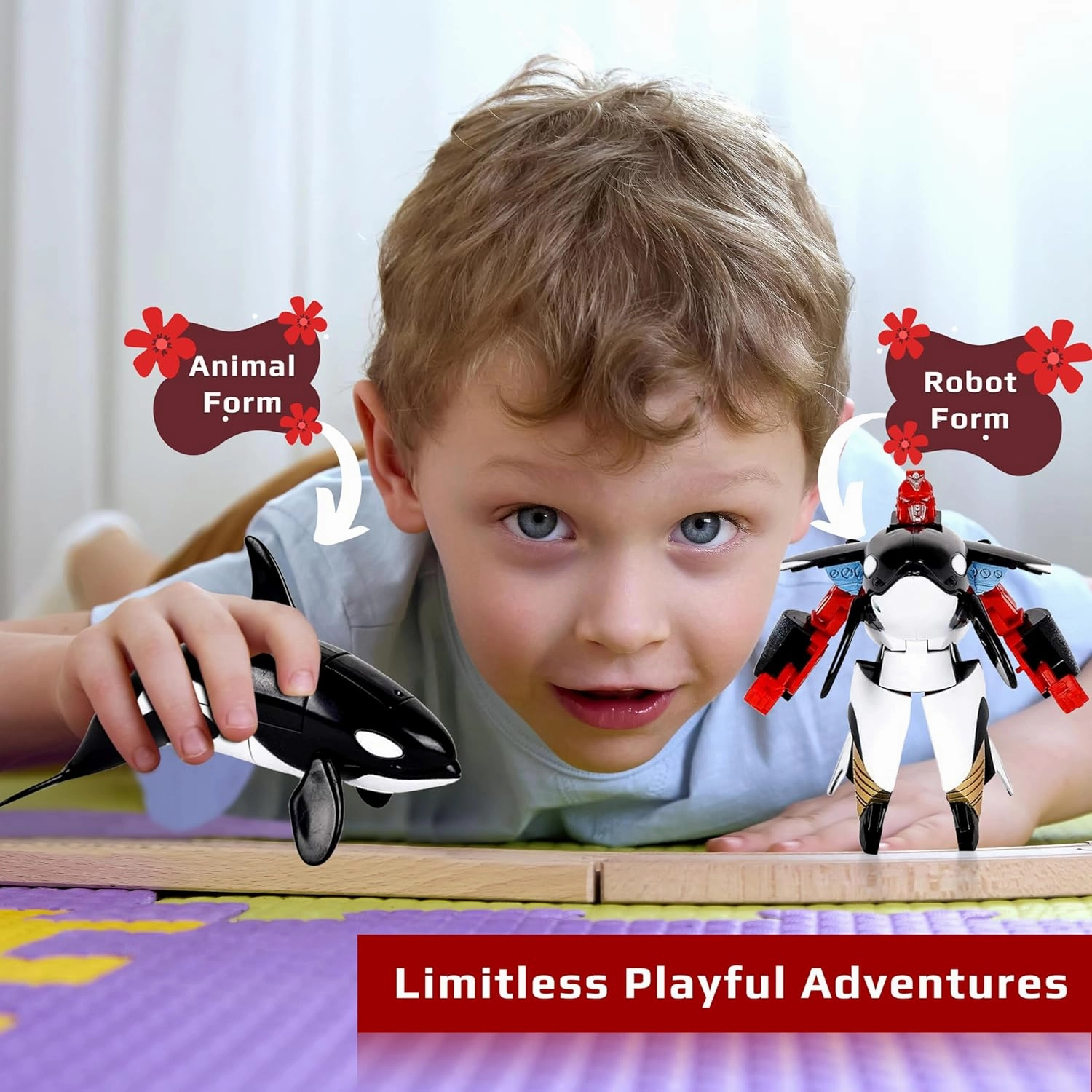 Forest & Twelfth Sea Animal Transforming Action Figure - Changes from Orca Toy to Robot in Seconds - Great Gift for Girls and Boys