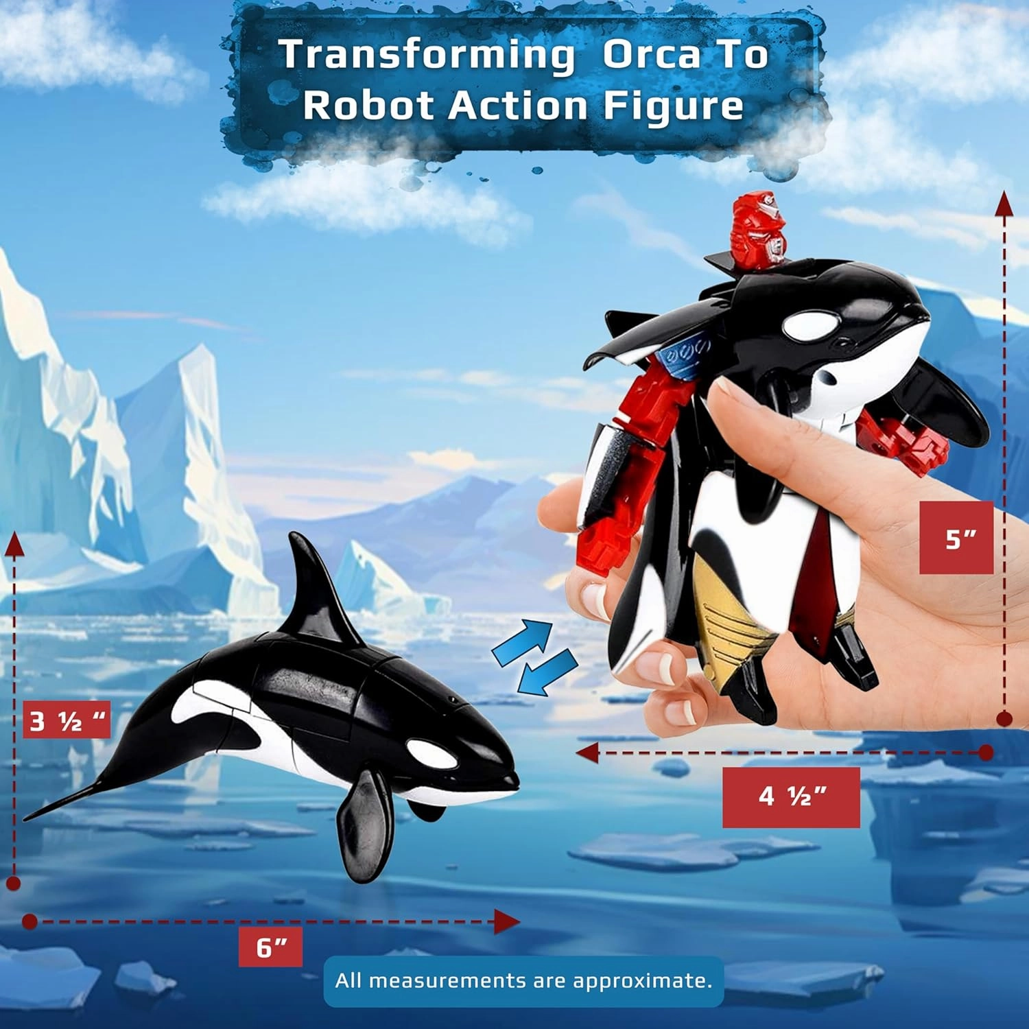 Forest & Twelfth Sea Animal Transforming Action Figure - Changes from Orca Toy to Robot in Seconds - Great Gift for Girls and Boys