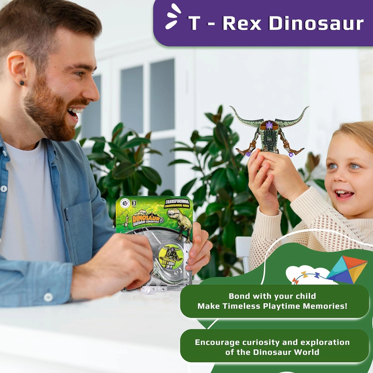 Forest & Twelfth Transforming 5 Inch Dinosaur Action Figure Changes from T-Rex Animal Toy to Unique Robot Toy Great Gift for Girls & Boys