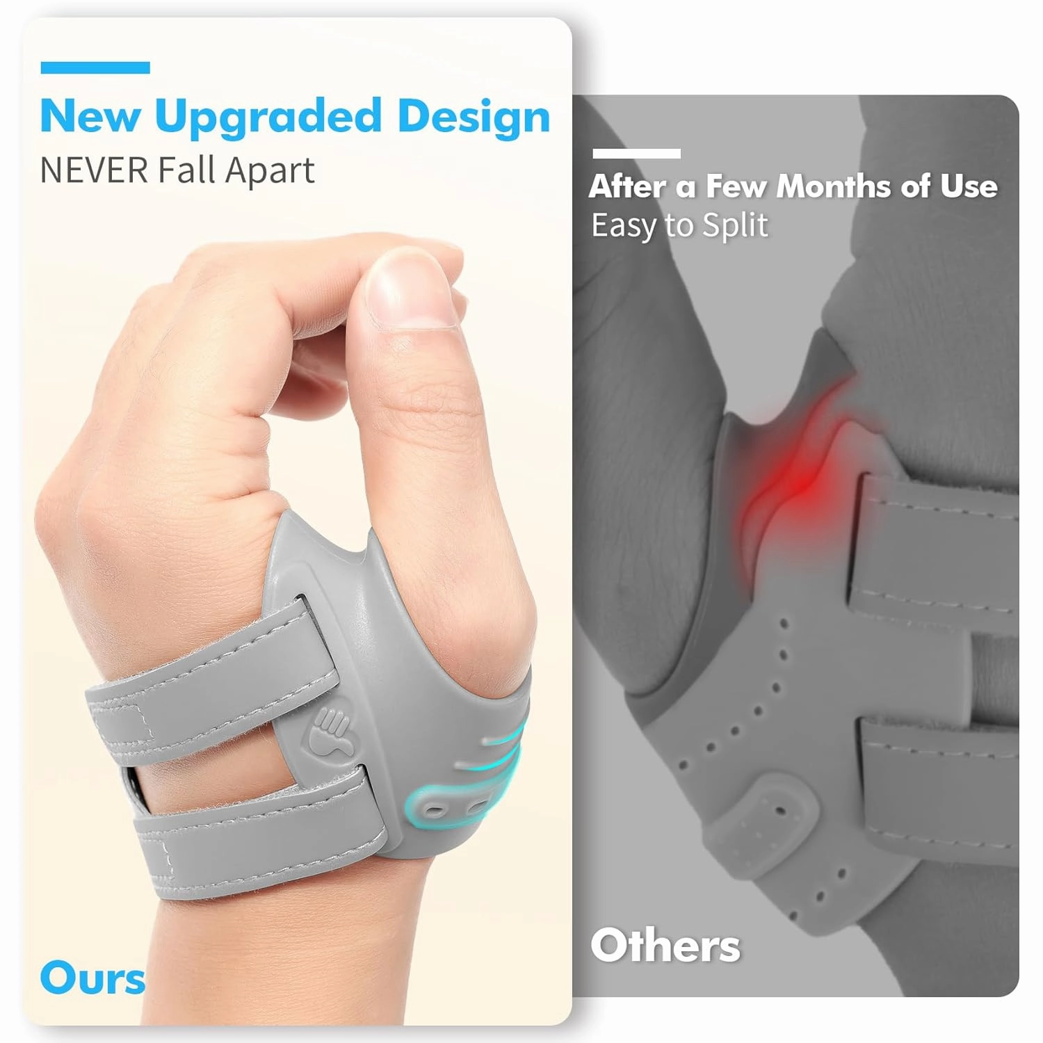 FORTEMOTUS CMC Thumb Brace, Upgrade Thumb Splint for CMC Joint Pain Relief and Support, Osteoarthritis, Tendonitis, Arthritis, CMC Joint Thumb Arthritis Brace: for Women Men (Grey, Right Hand, Small)