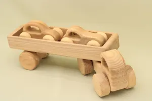 Free Shipping Handmade Organic Natural Wooden Car with Trailer Montessori and Waldorf Educational Vehicles Perfect Gift for Little Boys and Girls Lotes Toys