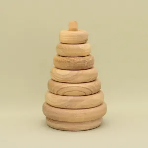 Free Shipping Natural Handmade Educational Rings, PY52 Wooden Stacking Stacker Pyramid Montessori and Waldorf Inspired Lotes Toys Baby Gift with 7 Parts