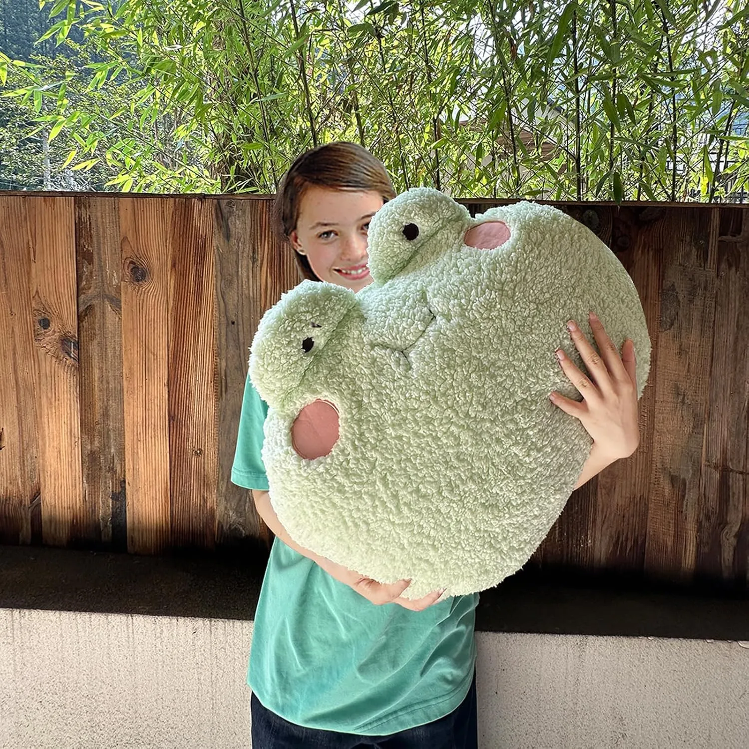 Frog Plush Pillow, Giant Frog Stuffed Animal (25.6 * 23.6 inch), Adorable Jumbo Frog Plush Toy Hugging Pillow, Home Cushion Decoration Birthday Xmas Travel Gift for Kids Adults Girls Boys