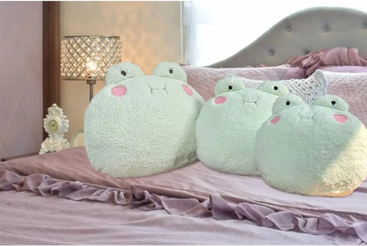 Frog Plush Pillow, Giant Frog Stuffed Animal (25.6 * 23.6 inch), Adorable Jumbo Frog Plush Toy Hugging Pillow, Home Cushion Decoration Birthday Xmas Travel Gift for Kids Adults Girls Boys