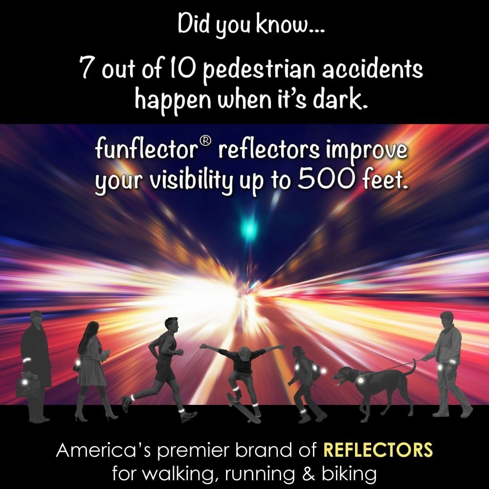 funflector Safety Reflectors - Paw Prints - Ultra Reflective Gear for Clothing, Bags, Backpacks, Strollers, Wheelchairs and Dog Leashes - Made in USA.