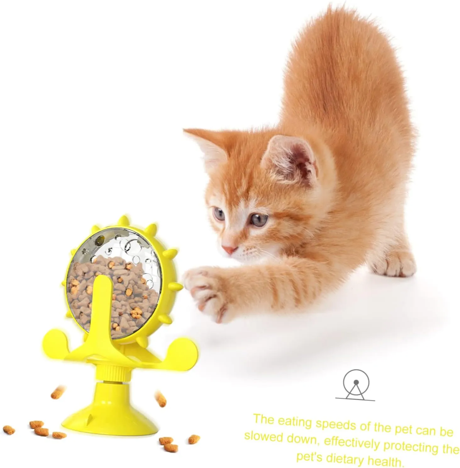 Funny Cat Toy Cat Food Leakage Toy Pet Feeder Pet Food Container Interactive Cat Toys Pet Slow Feeder Cat Puzzle Feeder Pet Slow Food Toy Feeding Machine The Cat TPR to Rotate