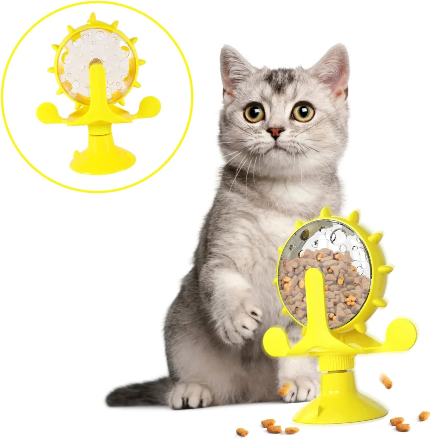 Funny Cat Toy Cat Food Leakage Toy Pet Feeder Pet Food Container Interactive Cat Toys Pet Slow Feeder Cat Puzzle Feeder Pet Slow Food Toy Feeding Machine The Cat TPR to Rotate