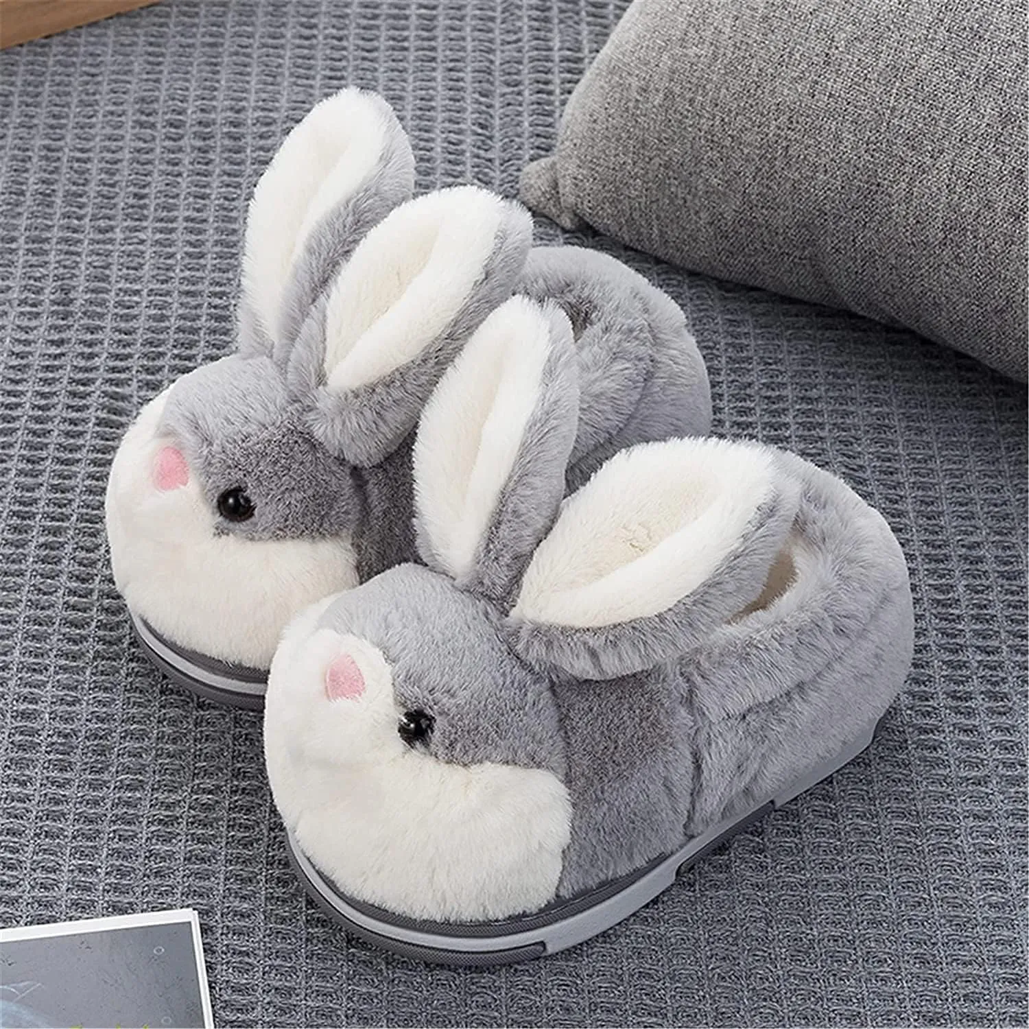 Fuzzy Bunny Slippers for Girls Warm Winter Slippers Women Home Slippers Plush Animal Slippers Pink Slippers