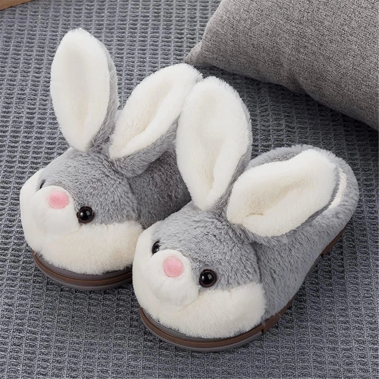 Fuzzy Bunny Slippers for Girls Warm Winter Slippers Women Home Slippers Plush Animal Slippers Pink Slippers