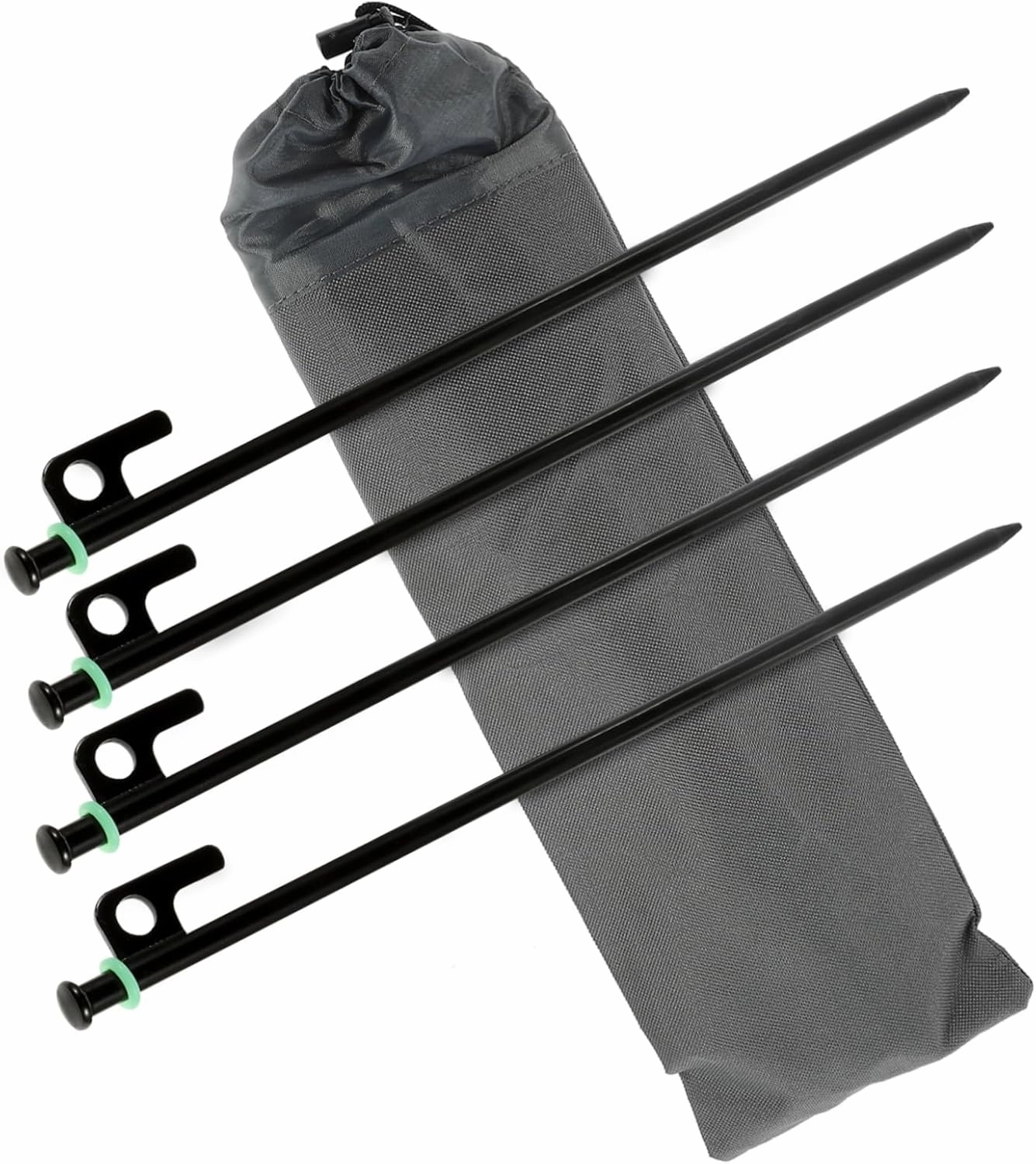 GALPADA 1 Set Metal Tent Stakes Outdoor for Camping Lights Glow Portable Beach Tent Metal Stakes Ground Pegs Steel Sand Pegs Heavy Duty Tent Stakes Tent Pegs Black 40 Gauge Stainless Steel
