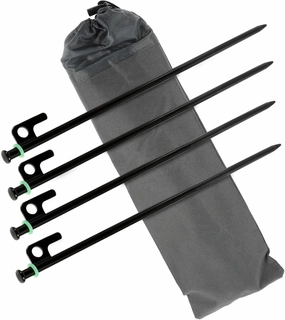GALPADA 1 Set Metal Tent Stakes Outdoor for Camping Lights Glow Portable Beach Tent Metal Stakes Ground Pegs Steel Sand Pegs Heavy Duty Tent Stakes Tent Pegs Black 40 Gauge Stainless Steel