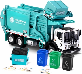 Garbage Truck Toys, Fubarbar 1:43 Bruder Tonka Trash Trucks Model for Boys Metal Diecase Waste Management Front Loader Die Cast Can Dumpster Truck Toy for 3 4 5 6 Years Old(Blue)