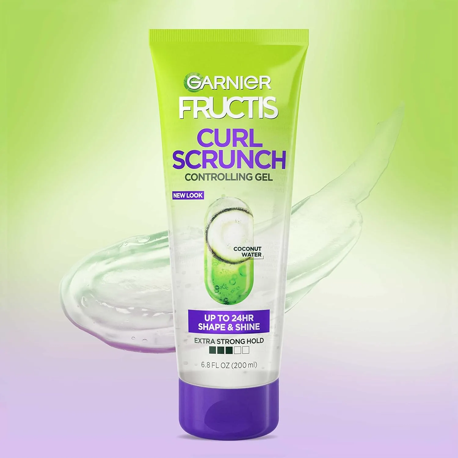 Garnier Fructis Style Curl Scrunch Controlling Gel for Shape & Shine, 6.8 Fl Oz, 3 Count (Packaging May Vary)