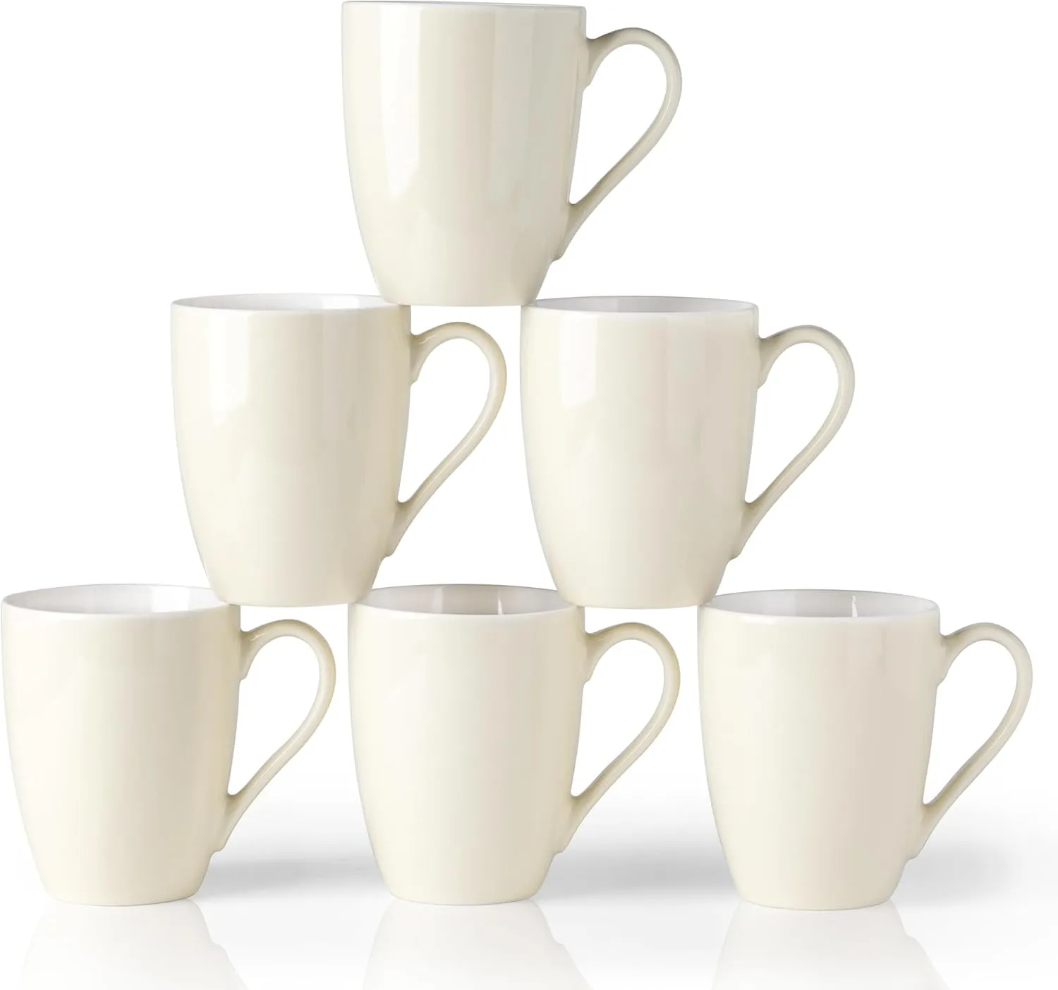 GBHOME 16 OZ Large Porcelain Coffee Mugs Set of 6, Light Weight Ceramic Coffee Cups Set for Cappuccino,Latte,Cocoa, Dishwasher & Microwave Safe, Beige