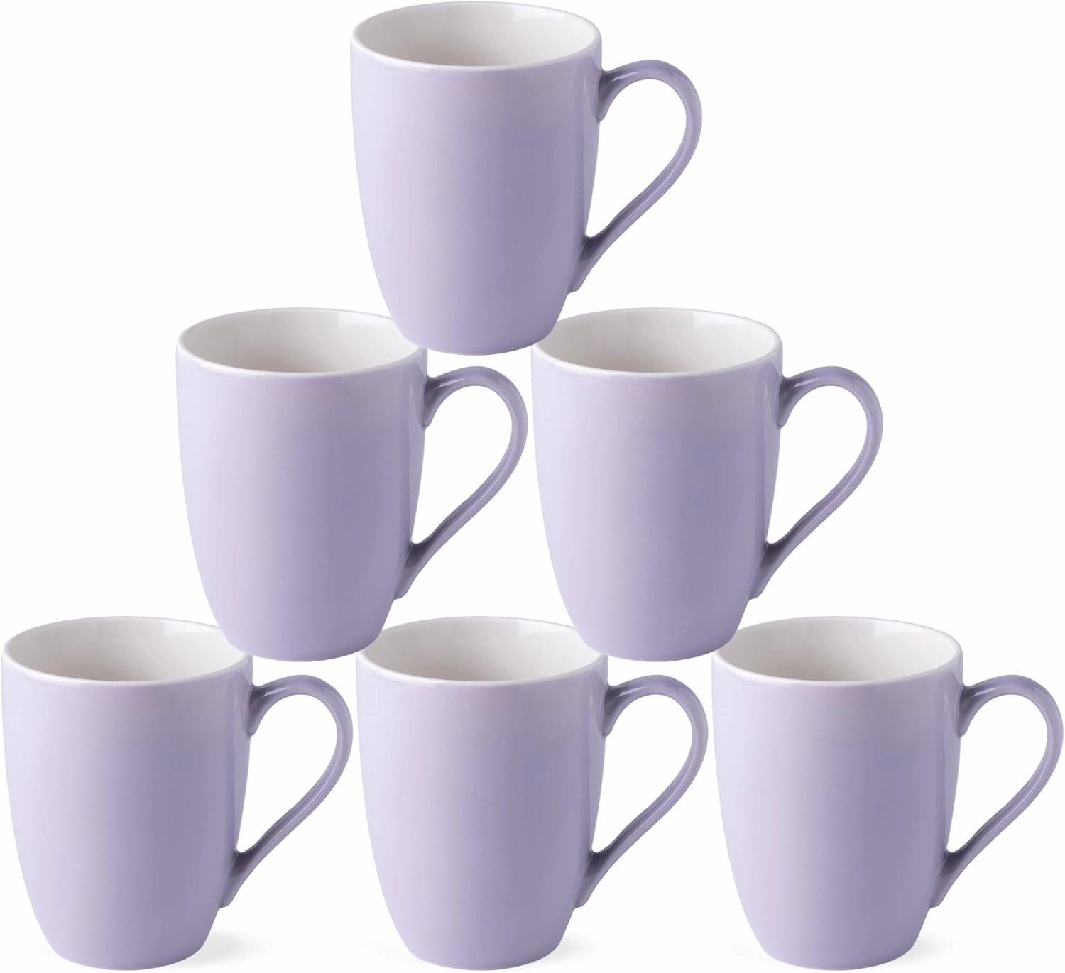 GBHOME 16 oz Large Porcelain Coffee Mugs Set of 6, Light Weight Ceramic Coffee Cups Set for Cappuccino,Latte,Cocoa, Dishwasher & Microwave Safe, Purple