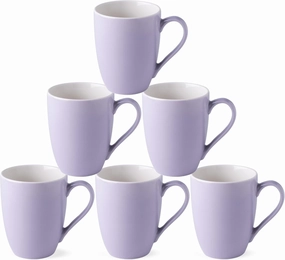 GBHOME 16 oz Large Porcelain Coffee Mugs Set of 6, Light Weight Ceramic Coffee Cups Set for Cappuccino,Latte,Cocoa, Dishwasher & Microwave Safe, Purple
