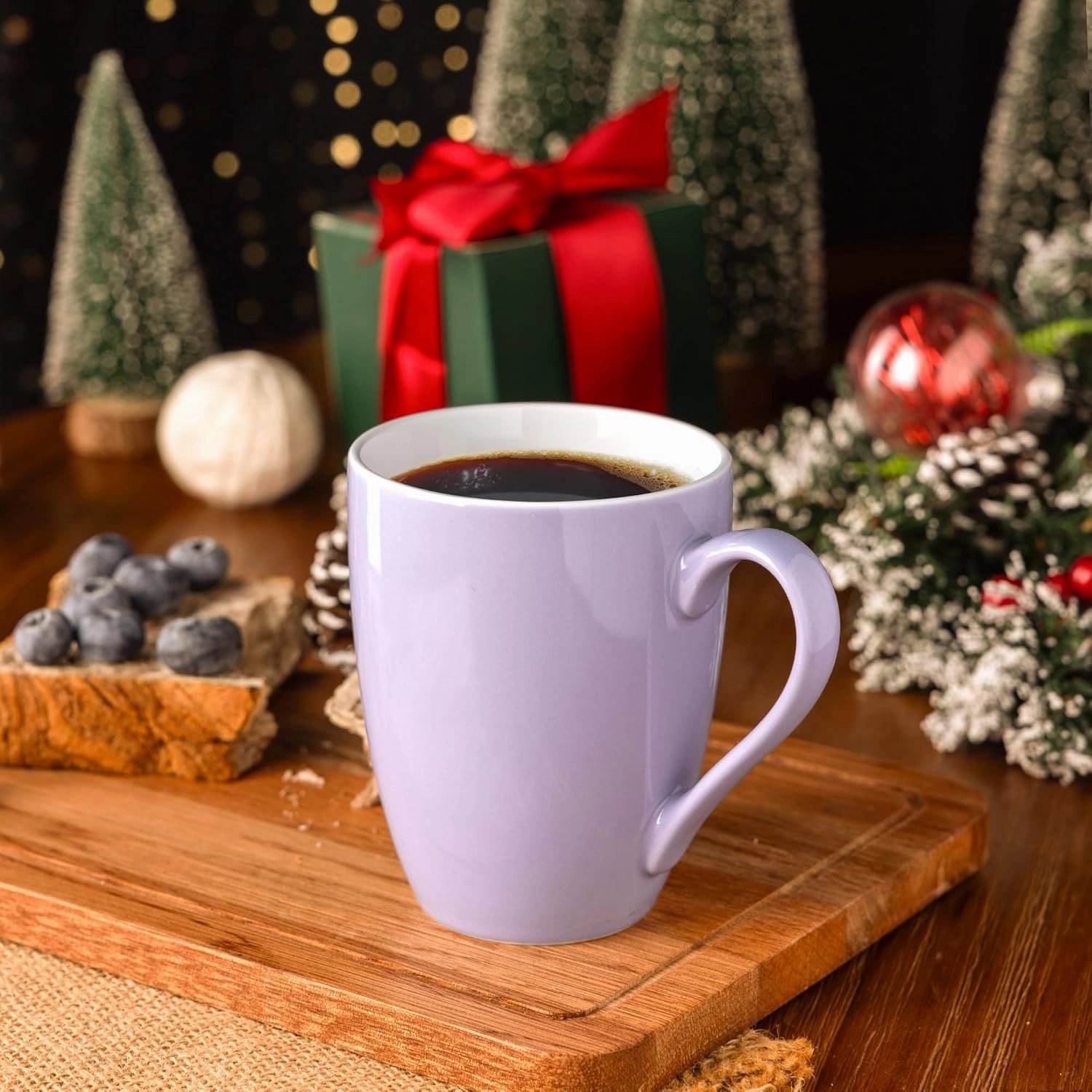 GBHOME 16 oz Large Porcelain Coffee Mugs Set of 6, Light Weight Ceramic Coffee Cups Set for Cappuccino,Latte,Cocoa, Dishwasher & Microwave Safe, Purple