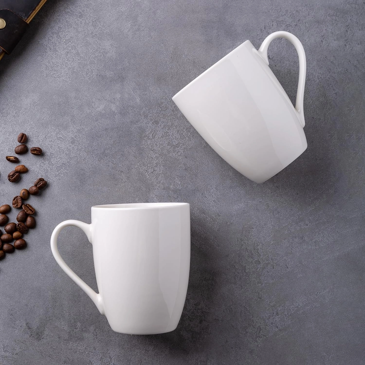 GBHOME 16 oz Large Porcelain Coffee Mugs Set of 6, Light Weight Ceramic Coffee Cups Set for Cappuccino,Latte,Cocoa, Dishwasher & Microwave Safe, White