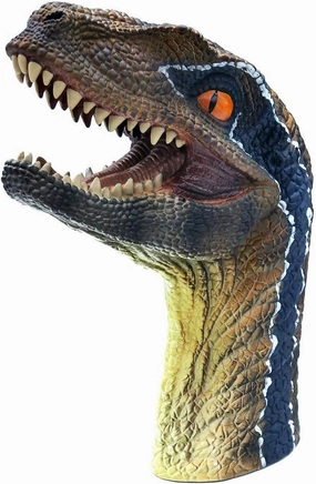 Gemini&Genius Velociraptor Dinosaur Hand Puppets Large Soft Rubber Realistic Dinosaur Action Figure Funny & Scared Dino Head Hand Puppets Home, Stage and Class Role Play Toy for Kids