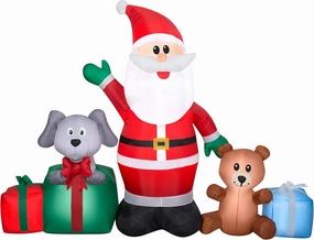 Gemmy Christmas Airblown Inflatable Inflatable Santa and Friends, red