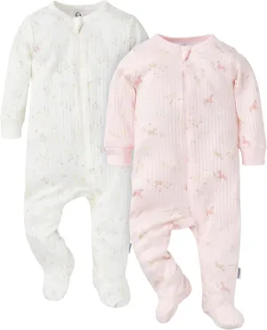 Gerber Unisex Baby 2-pack 2-way Zip Textured Sleep 'N Play