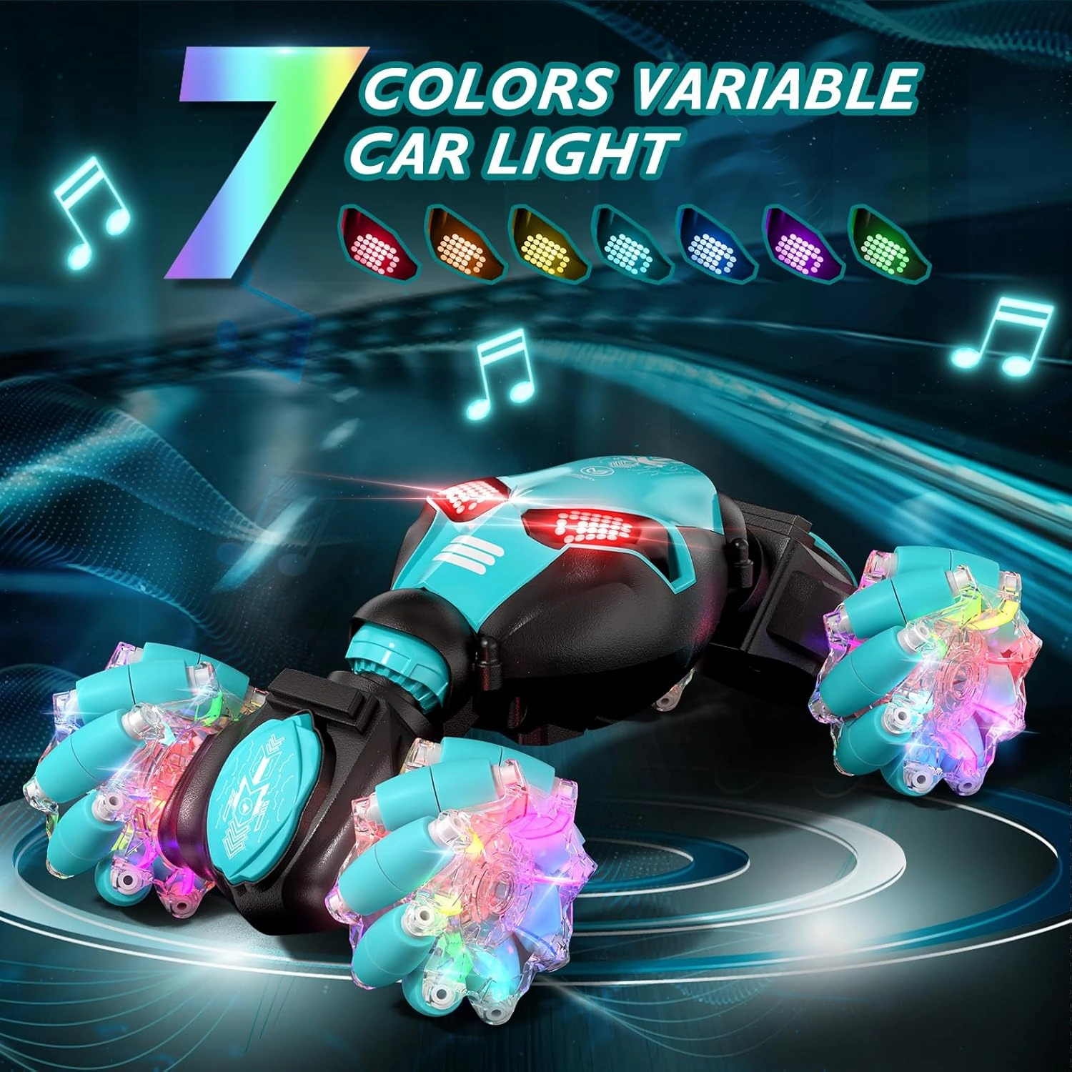 Gesture Sensing RC Stunt Car Toys for Kids Age 6-8-12, 4WD 2.4Ghz Hand Controlled Remote Control Twist Car Off Road 360°Rotation Drift with Light Music for Kids Boys Birthday Gifts