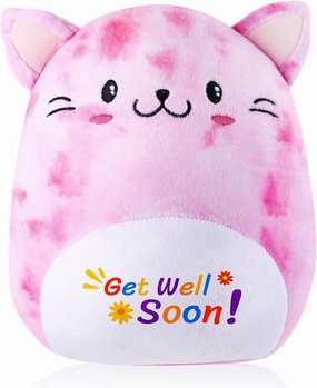 Get Well Soon Gift Cat Plush Cow Stuffed Animal Hug Pillow Sympathy Gift Get Well Toy Gifts for Kids Boys Girls Women(Cat)