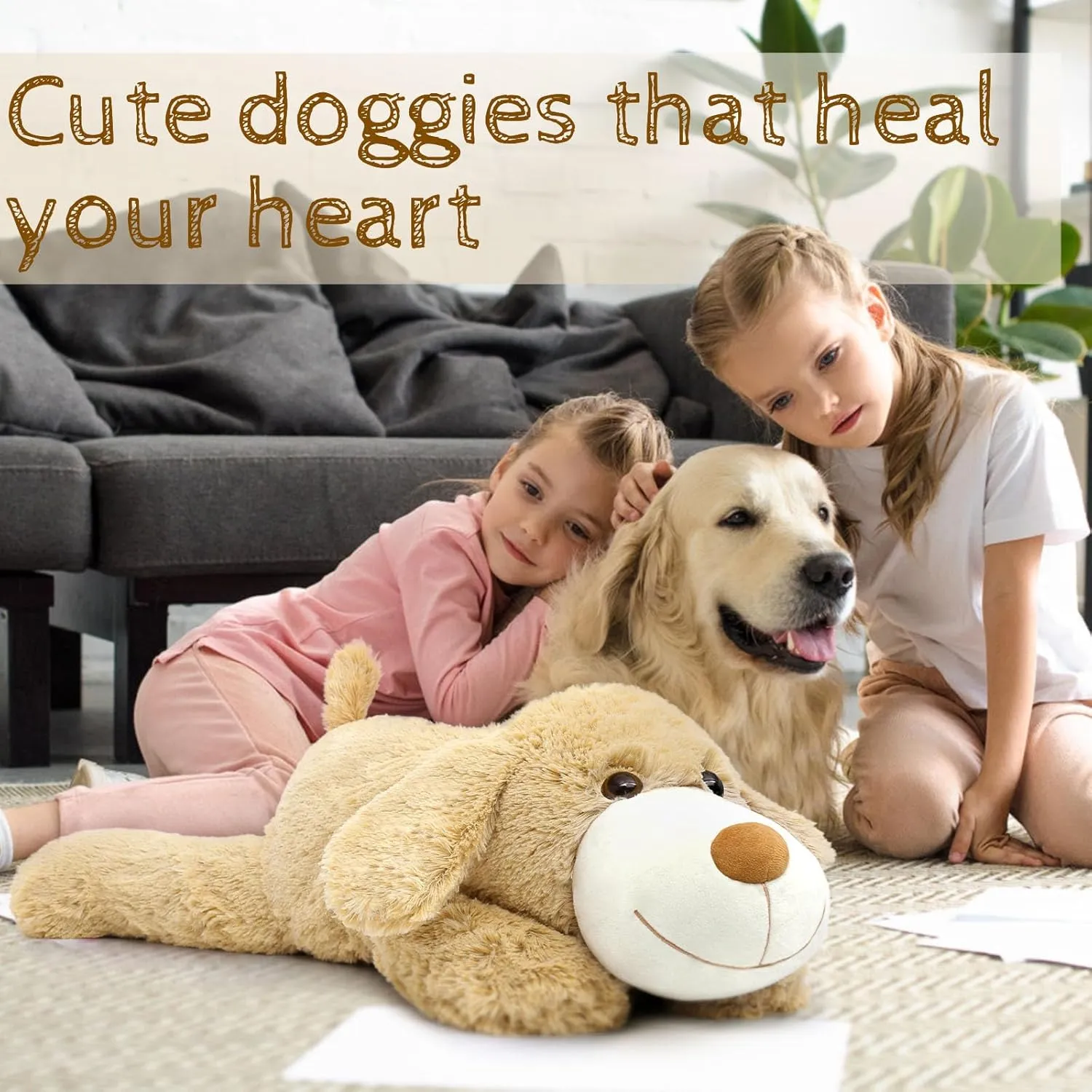 Giant Dog Puppy Stuffed Animal 32", Cute Big Stuffed Dog Body Pillow for Kids, Large Stuffed Animals Dogs Plush Toy Gift