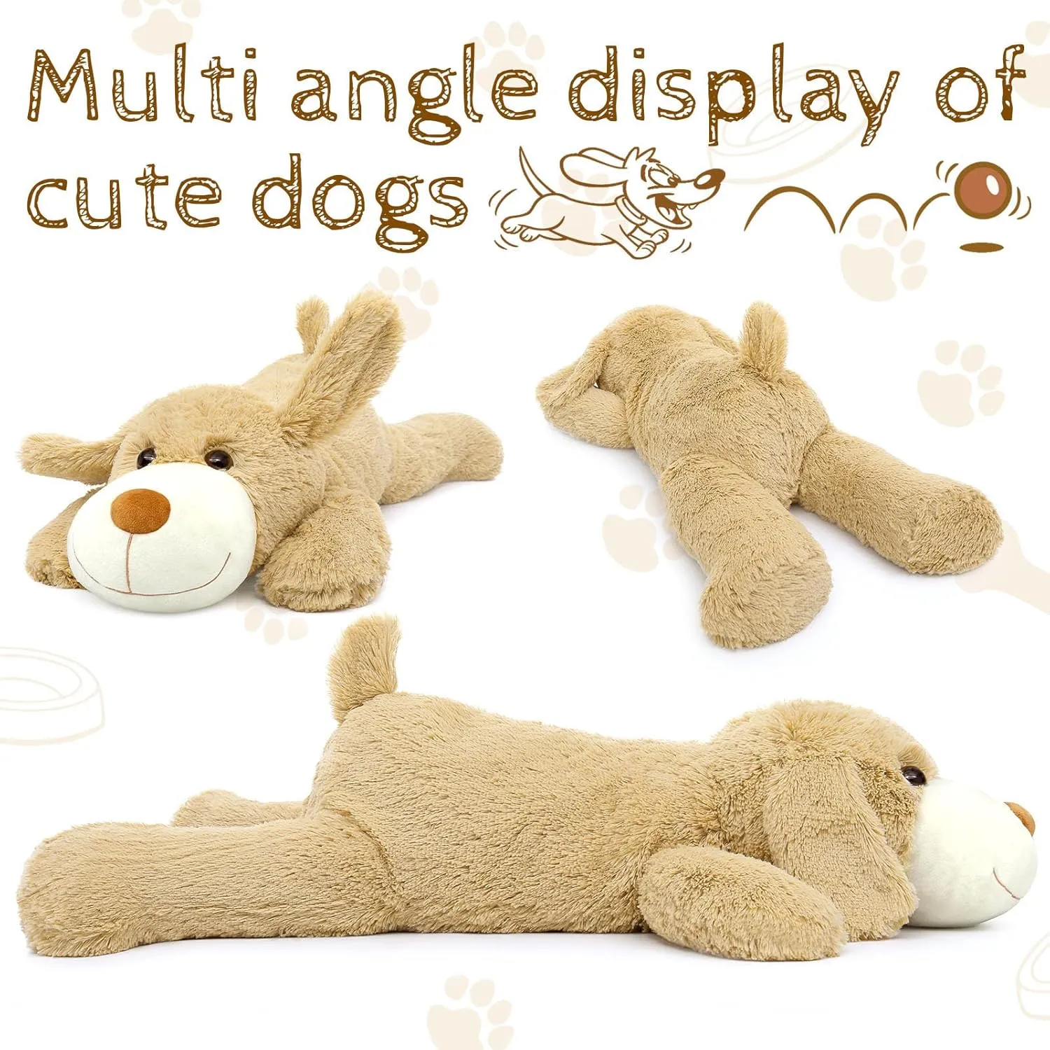 Giant Dog Puppy Stuffed Animal 32", Cute Big Stuffed Dog Body Pillow for Kids, Large Stuffed Animals Dogs Plush Toy Gift