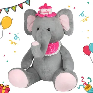 Giant Elephant Stuffed Animal, Big Elephant Plush Toy with Hat & Bib, Birthday Gifts for Girls Girlfriend, Large Soft Cuddly Plush Pal for Kids, Party Decorations