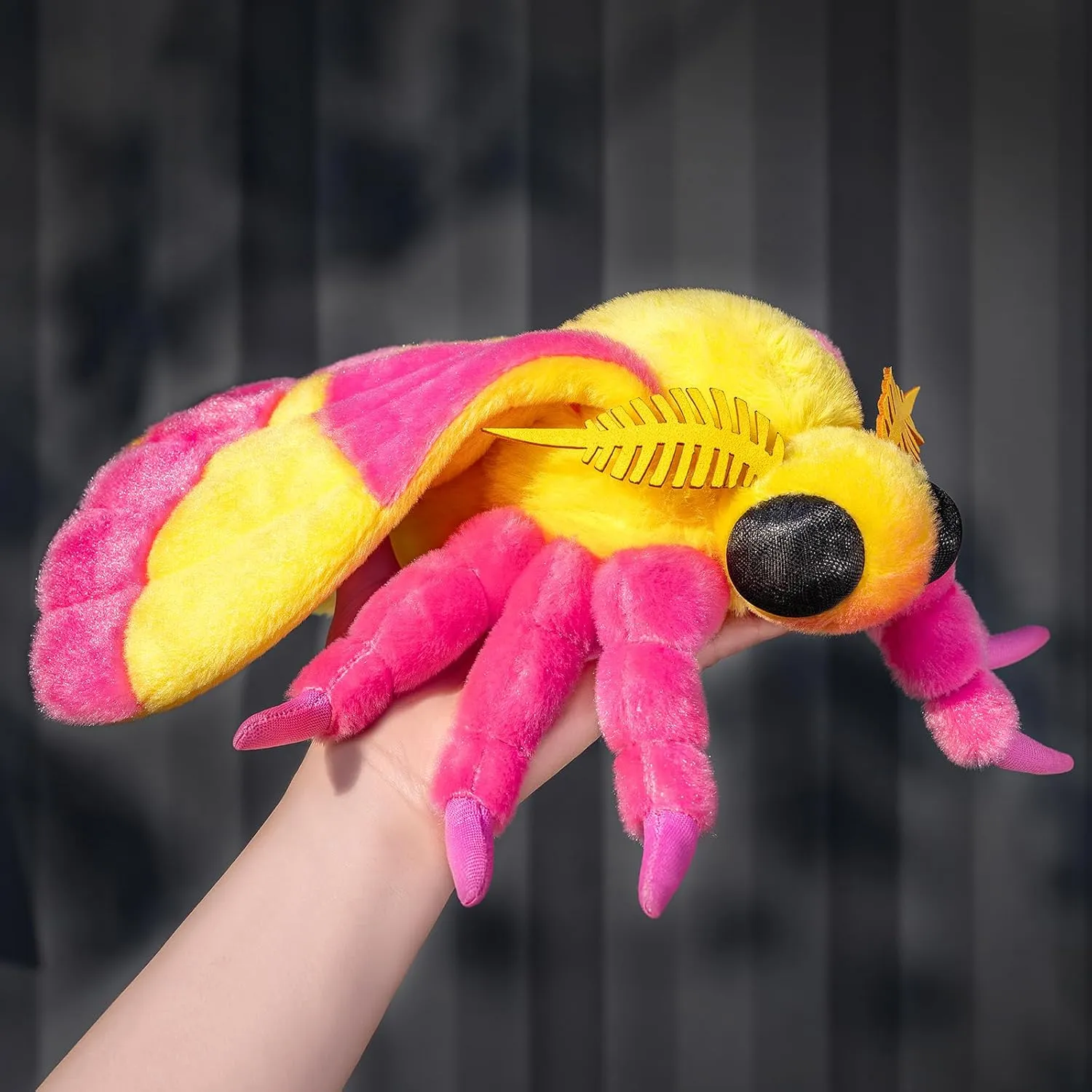 Giant Rosy Maple Moth Plush - Lifelike 26" Rosy Maple Moth Stuffed Animals, Realistic Soft Pink Big Wings Moth Toys, Simulation Butterfly Plushie Model Toy, Unique Plush Gift Collection for Kids