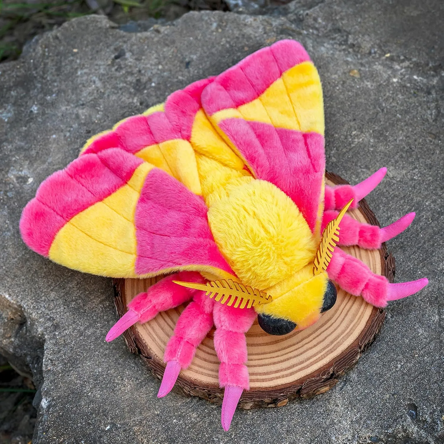 Giant Rosy Maple Moth Plush - Lifelike 26" Rosy Maple Moth Stuffed Animals, Realistic Soft Pink Big Wings Moth Toys, Simulation Butterfly Plushie Model Toy, Unique Plush Gift Collection for Kids