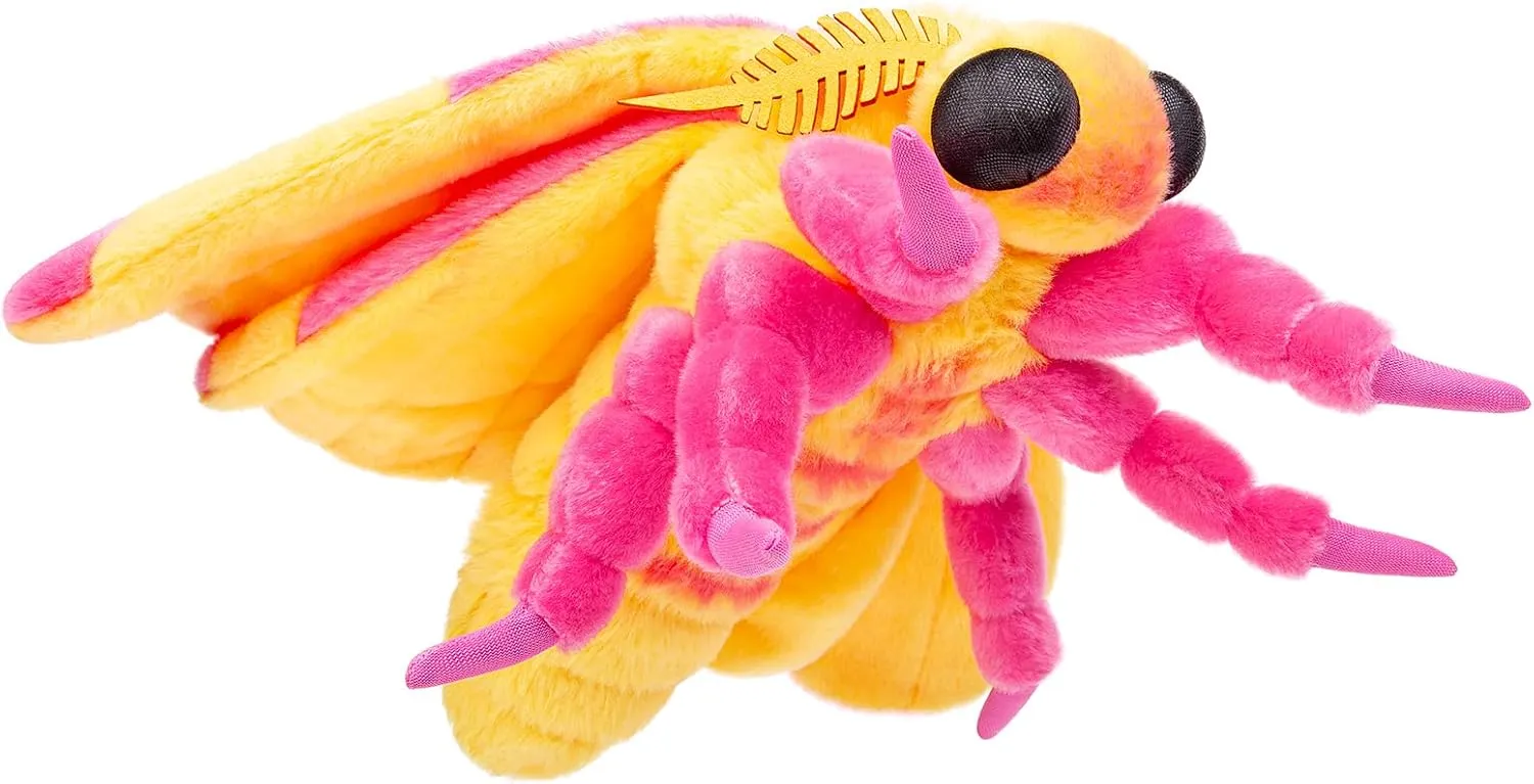 Giant Rosy Maple Moth Plush - Lifelike 26" Rosy Maple Moth Stuffed Animals, Realistic Soft Pink Big Wings Moth Toys, Simulation Butterfly Plushie Model Toy, Unique Plush Gift Collection for Kids