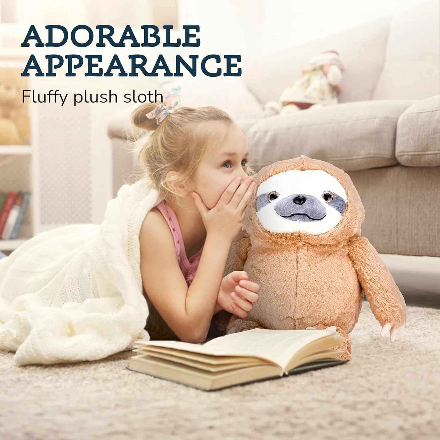 Giant Sloth Stuffed Animal - Ideal Gift for Kids, Adults who are Sloth Enthusiasts, Soft, Fluffy Plush and Cuddly Large Sloth with 3 Adorable Baby Sloths - Brown 12.5" x 5.9"