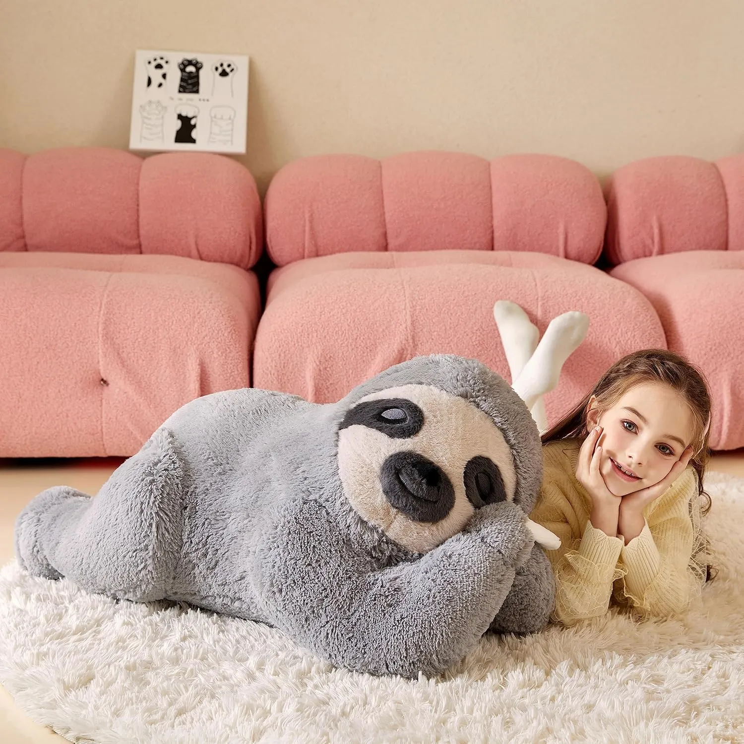 Giant Sloth Stuffed Animal Plush Soft Toy,Large Toys Jumbo 30" Cute Big Size Huge Plushy Fluffy Fat Plushie,Birthday Gifts for Kid