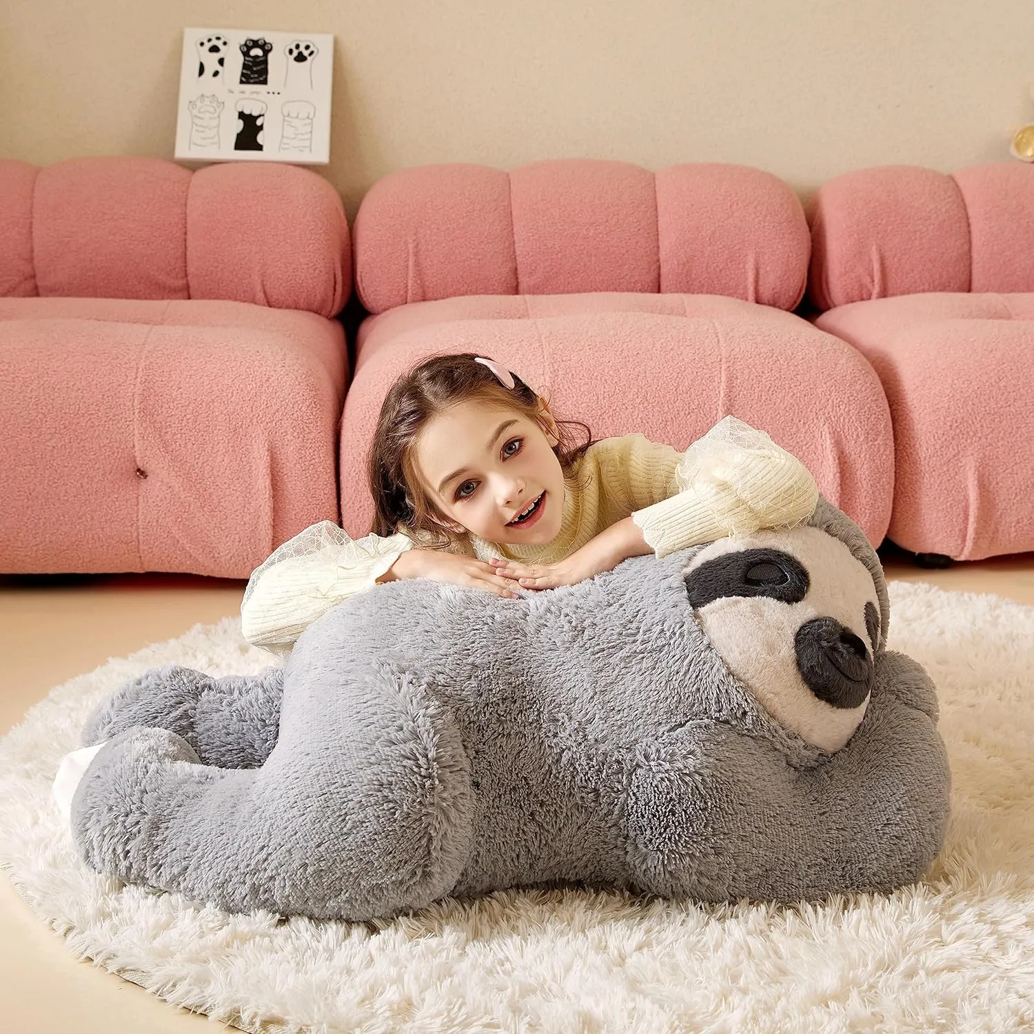 Giant Sloth Stuffed Animal Plush Soft Toy,Large Toys Jumbo 30" Cute Big Size Huge Plushy Fluffy Fat Plushie,Birthday Gifts for Kid